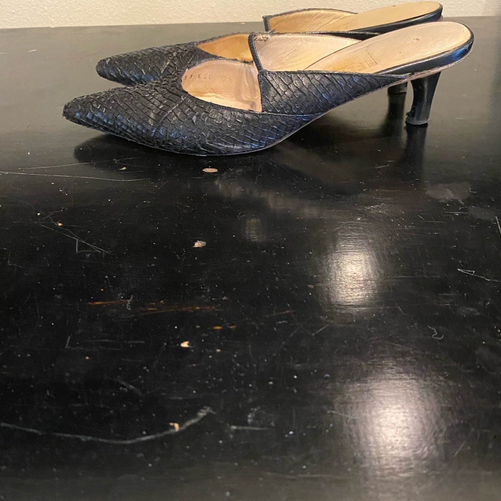 Ferragamo Python Mules Preowned Black Python Size… - image 6